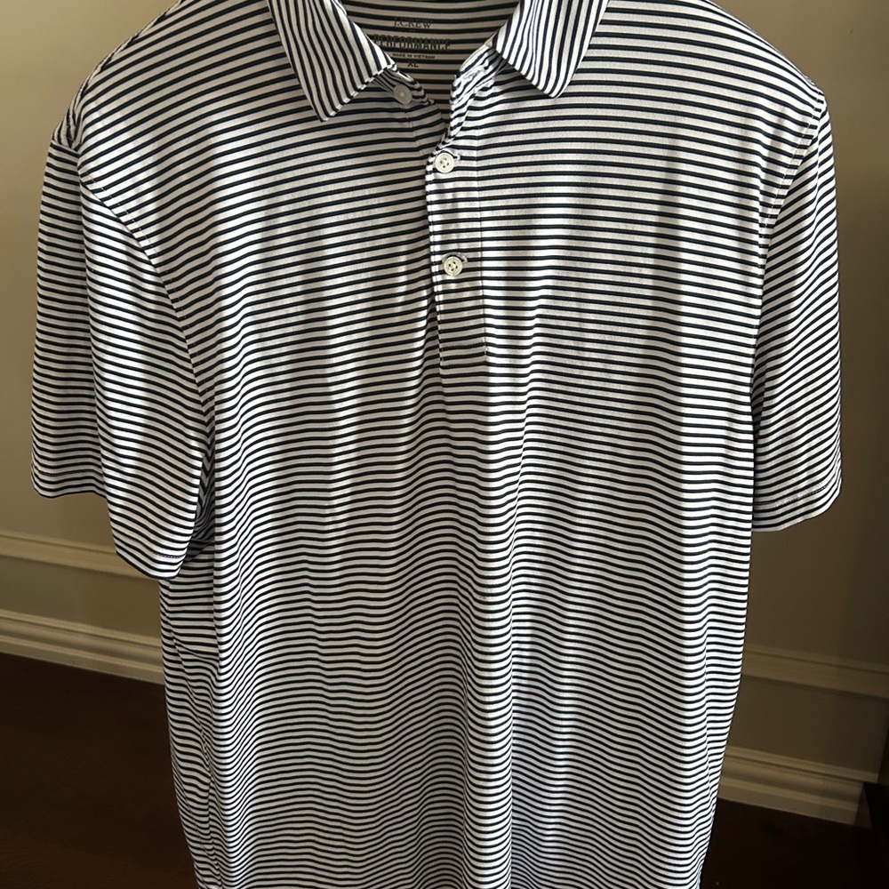 J. Crew Black and White Striped Polo Shirt